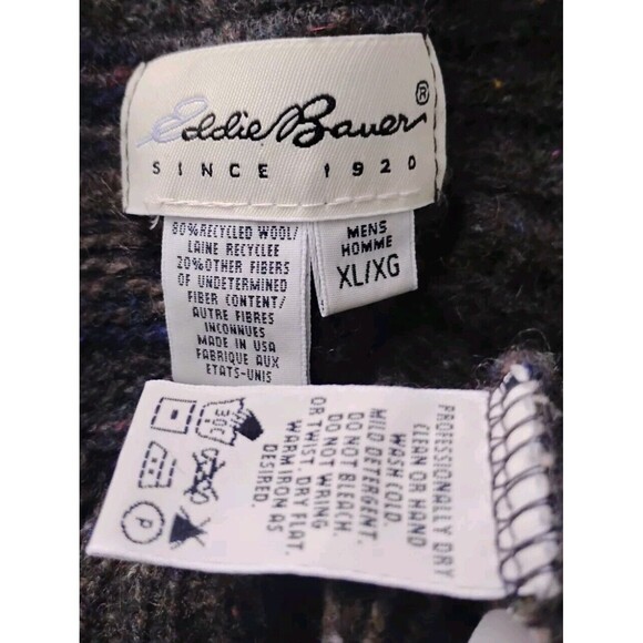 Vintage 90s Eddie Bauer Sweater Mens XL Fair Isle Wool Geometric Pullover Crew - Picture 2 of 9